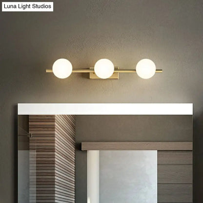 DecorBites™ Sleek Gold Linear Vanity Wall Light with Milky Ball Glass Sconce for Bathroom