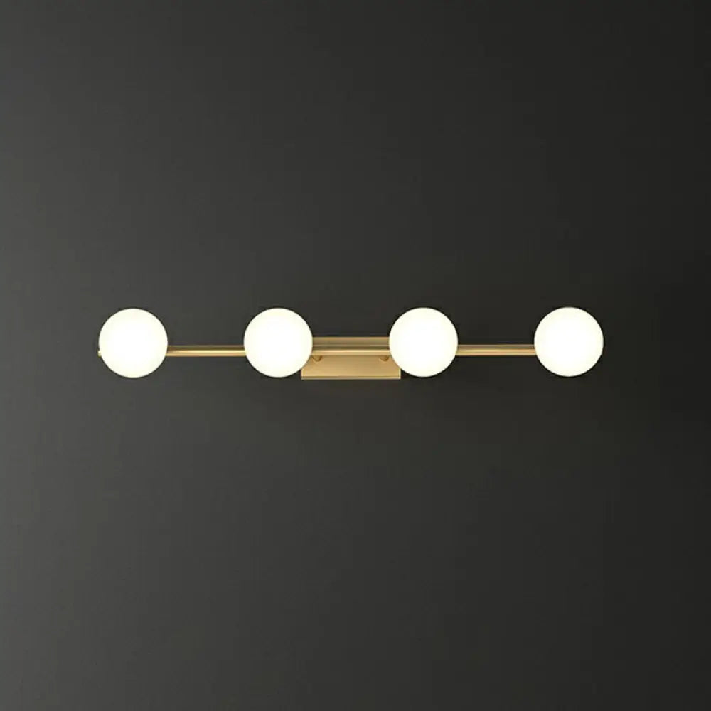 DecorBites™ Sleek Gold Linear Vanity Wall Light with Milky Ball Glass Sconce for Bathroom