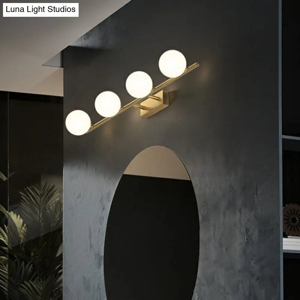 DecorBites™ Sleek Gold Linear Vanity Wall Light with Milky Ball Glass Sconce for Bathroom