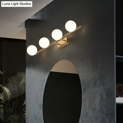 DecorBites™ Sleek Gold Linear Vanity Wall Light with Milky Ball Glass Sconce for Bathroom