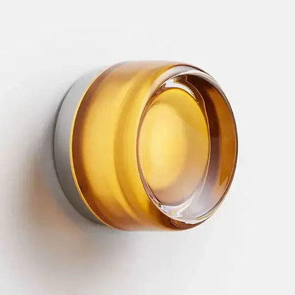Sleek gold round wall sconce glass light bathroom soap dish
