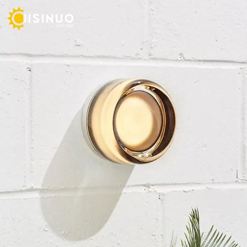 Sleek gold round wall sconce glass light bathroom soap dish