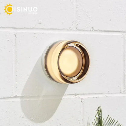Sleek gold round wall sconce glass light bathroom soap dish