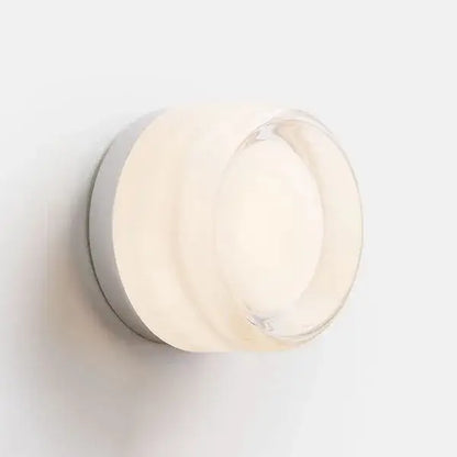 Sleek gold round wall sconce glass light bathroom soap dish
