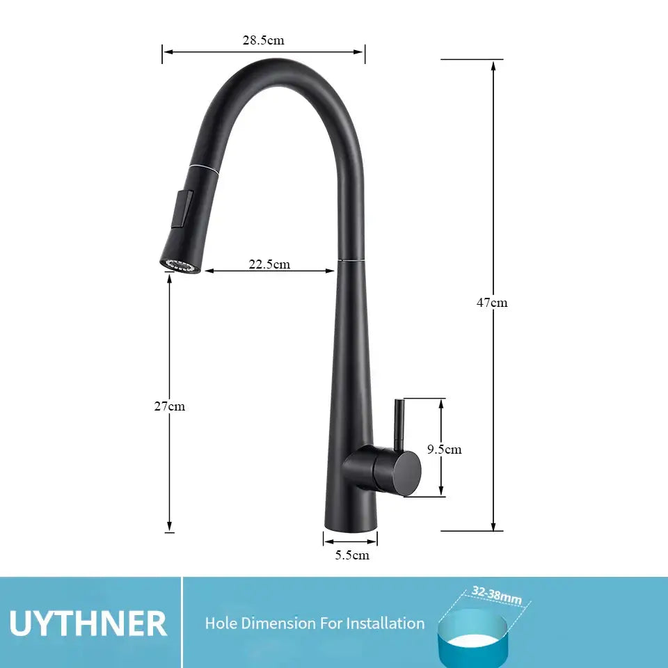 Sleek gold swivel kitchen faucet with pull down sprayer