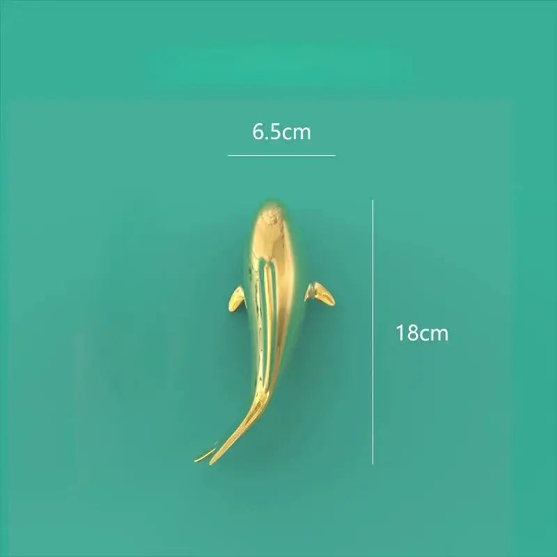 Sleek goldfish resin wall hanging living room gold decor
