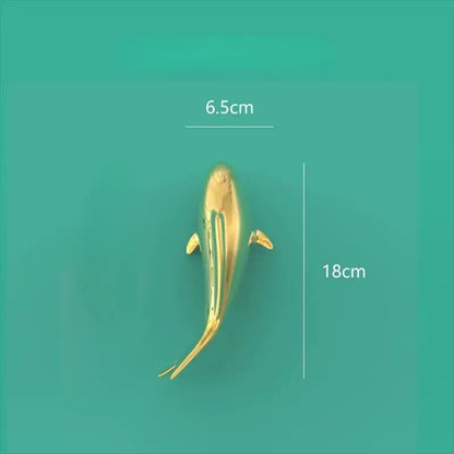 Sleek goldfish resin wall hanging living room gold decor