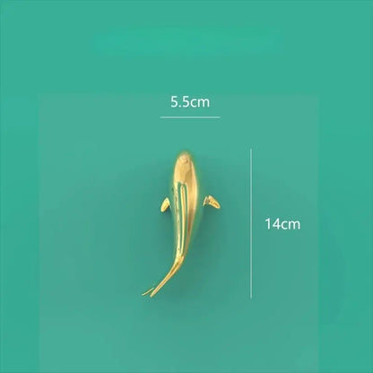 Sleek goldfish resin wall hanging living room gold decor
