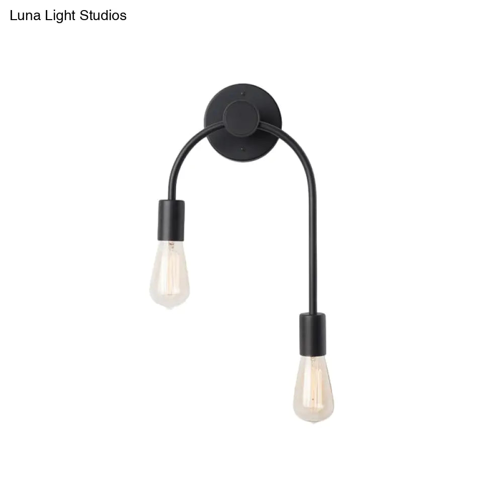 DecorBites™ Sleek Iron Wall Mounted Lamp - Minimalist 2-Light Black/Gold Sconce with Bare Bulb Design
