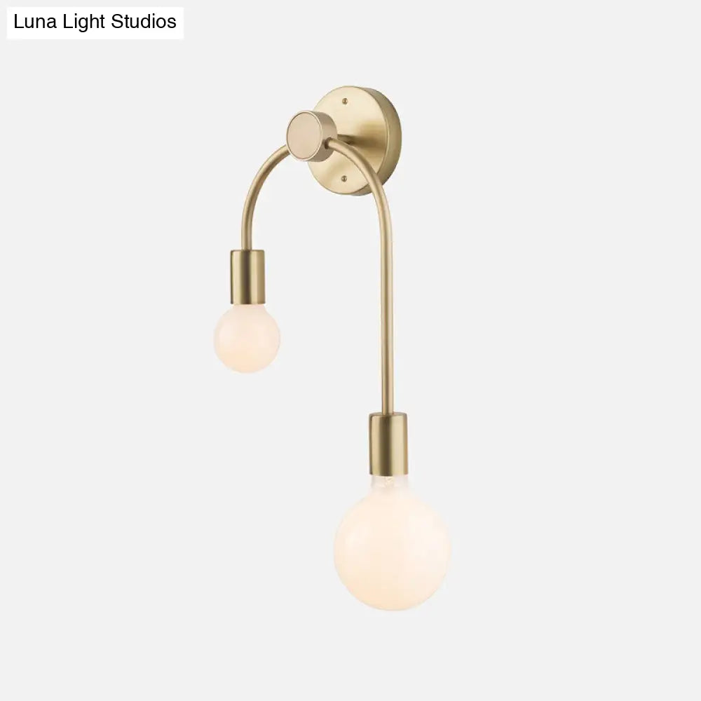 DecorBites™ Sleek Iron Wall Mounted Lamp - Minimalist 2-Light Black/Gold Sconce with Bare Bulb Design