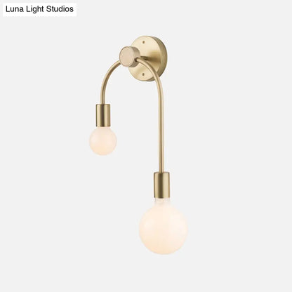 DecorBites™ Sleek Iron Wall Mounted Lamp - Minimalist 2-Light Black/Gold Sconce with Bare Bulb Design