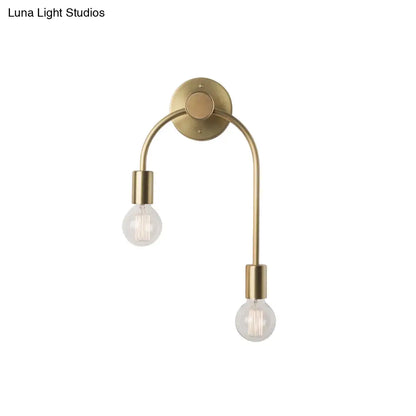 DecorBites™ Sleek Iron Wall Mounted Lamp - Minimalist 2-Light Black/Gold Sconce with Bare Bulb Design