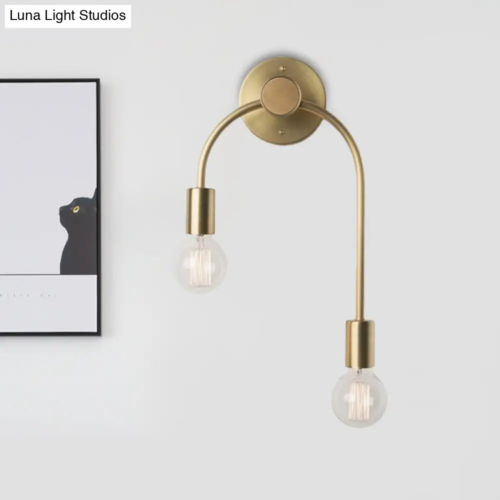 DecorBites™ Sleek Iron Wall Mounted Lamp - Minimalist 2-Light Black/Gold Sconce with Bare Bulb Design