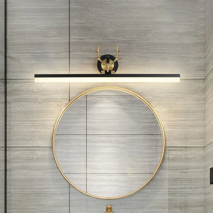DecorBites™ Sleek LED Antler Wall Mount Lamp with Acrylic Shade in Warm/White Light - Black Linear Vanity Light