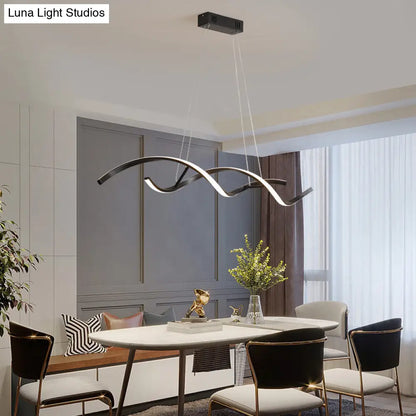 DecorBites™ Sleek LED Dining Room Chandelier - Twisted Aluminium Simplicity Island Light