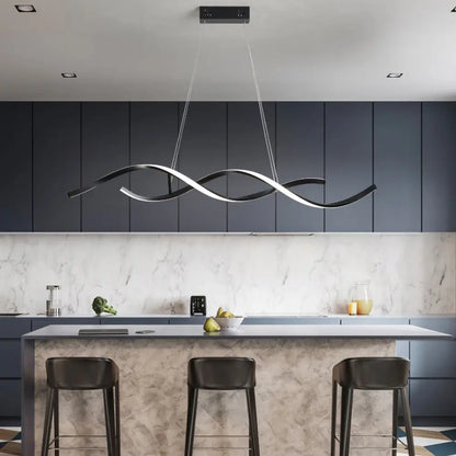 DecorBites™ Sleek LED Dining Room Chandelier - Twisted Aluminium Simplicity Island Light