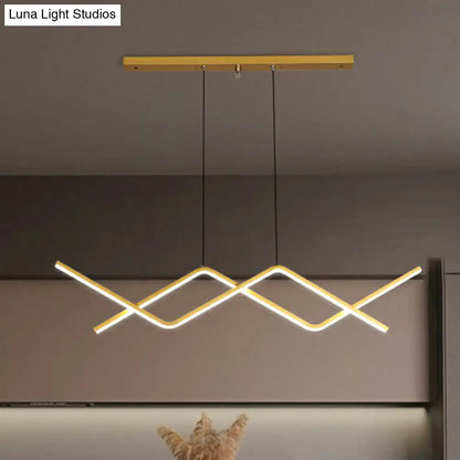 DecorBites™ Sleek LED Island Light Fixture for Dining Room - Metal Line Art Hanging Light