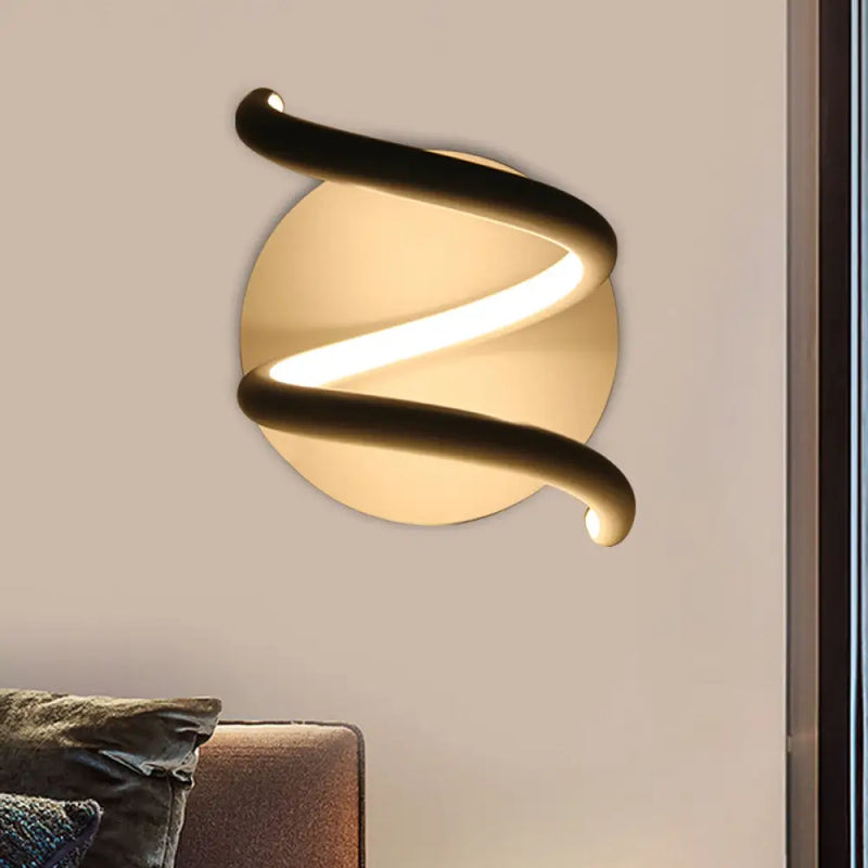 DecorBites™ Sleek LED White Wall Sconce: Acrylic Spiral Light Fixture with Minimalist Design