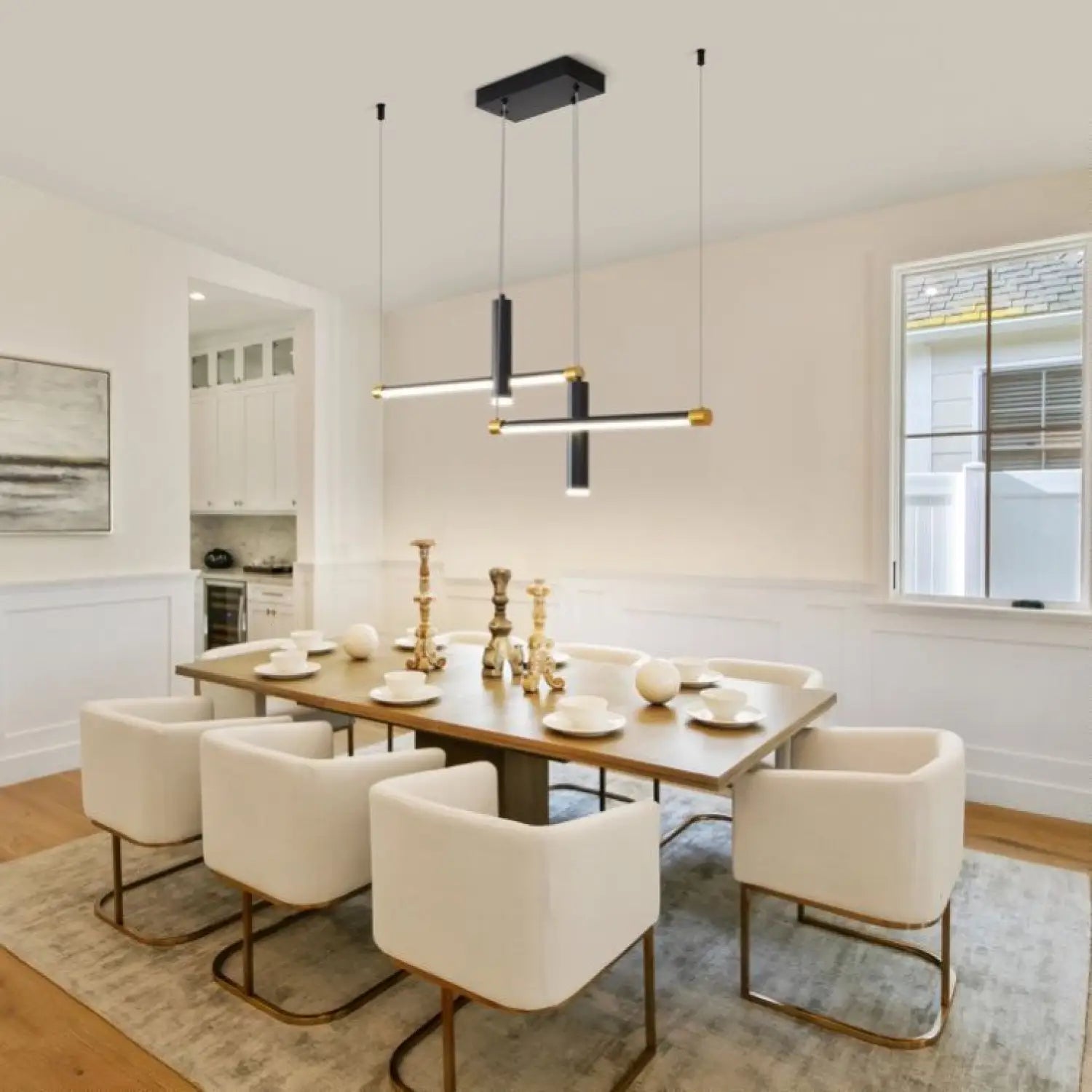 Sleek Linear Pendant Light with Adjustable Height for Kitchen Island