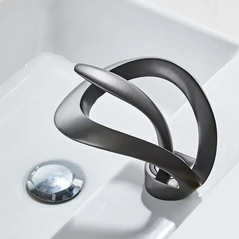 Sleek matte black brass waterfall basin faucet for bathroom