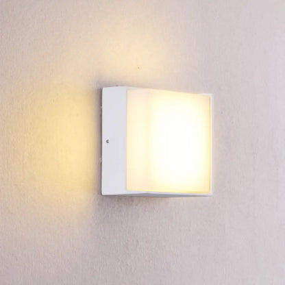 DecorBites™ Sleek Metal and Acrylic Wall Sconce: Simplistic Round/Square Shade with Warm/White LED Lighting for Hallways (White)
