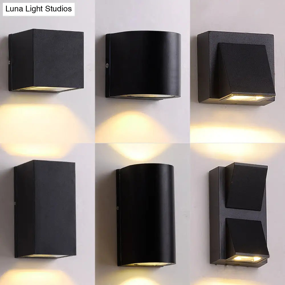 DecorBites™ Sleek Metal LED Flush Mount Wall Sconce for Porch - Rectangle, Cylinder, Triangle Shapes - Simplicity design - 1/2-Light - Black Finish