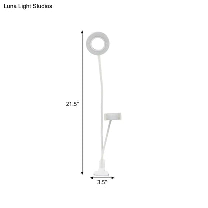 DecorBites™ Sleek Metal Round USB Mirror Lamp with Portable LED Fill Lighting and Flexible Arm, Simplicity Black/White Finish