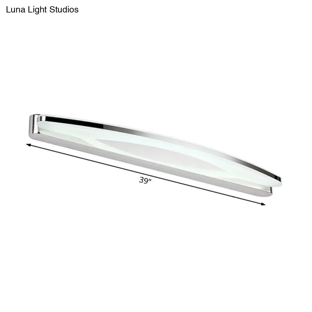 DecorBites™ Sleek Modern Metal Vanity Lighting: Oval Shade LED Wall Light Sconce in Chrome, 15"/21" Dia, Warm/White Light