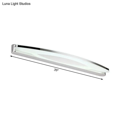 DecorBites™ Sleek Modern Metal Vanity Lighting: Oval Shade LED Wall Light Sconce in Chrome, 15"/21" Dia, Warm/White Light