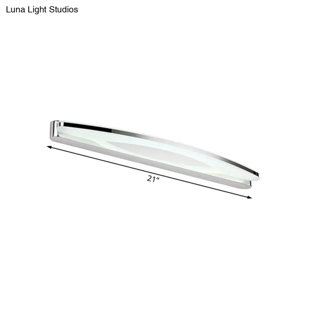DecorBites™ Sleek Modern Metal Vanity Lighting: Oval Shade LED Wall Light Sconce in Chrome, 15"/21" Dia, Warm/White Light