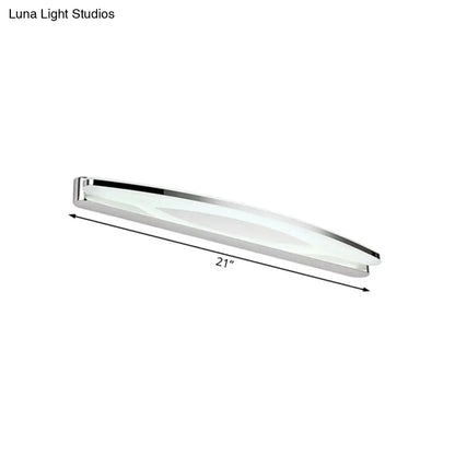 DecorBites™ Sleek Modern Metal Vanity Lighting: Oval Shade LED Wall Light Sconce in Chrome, 15"/21" Dia, Warm/White Light