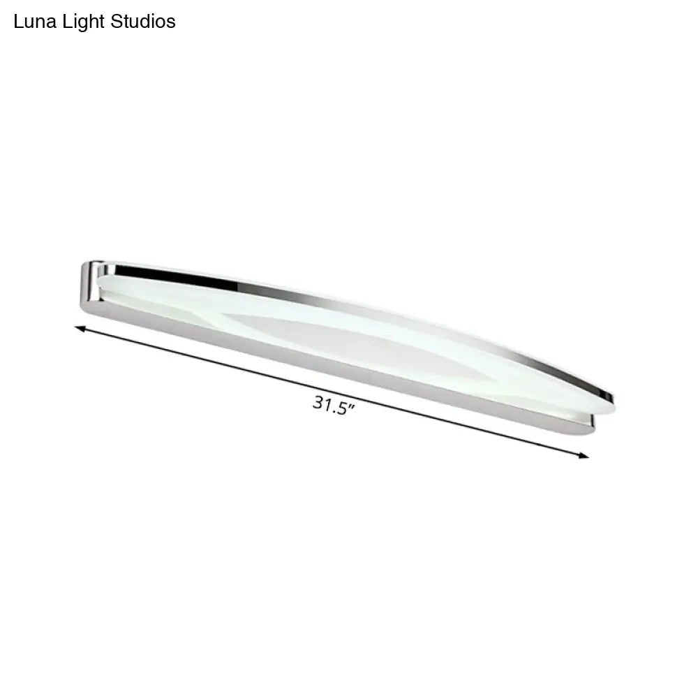 DecorBites™ Sleek Modern Metal Vanity Lighting: Oval Shade LED Wall Light Sconce in Chrome, 15"/21" Dia, Warm/White Light