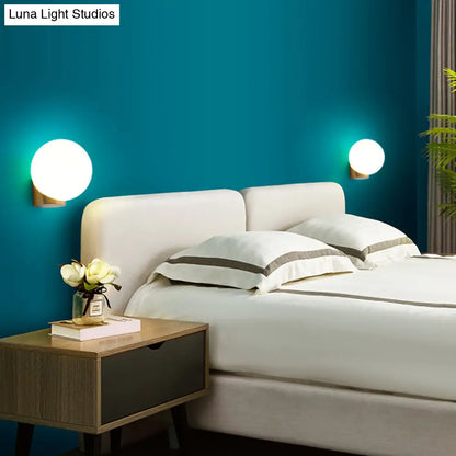 DecorBites™ Sleek Opal Glass Wall Mount Lamp - Brass Bedside Sconce Light (1 Bulb)