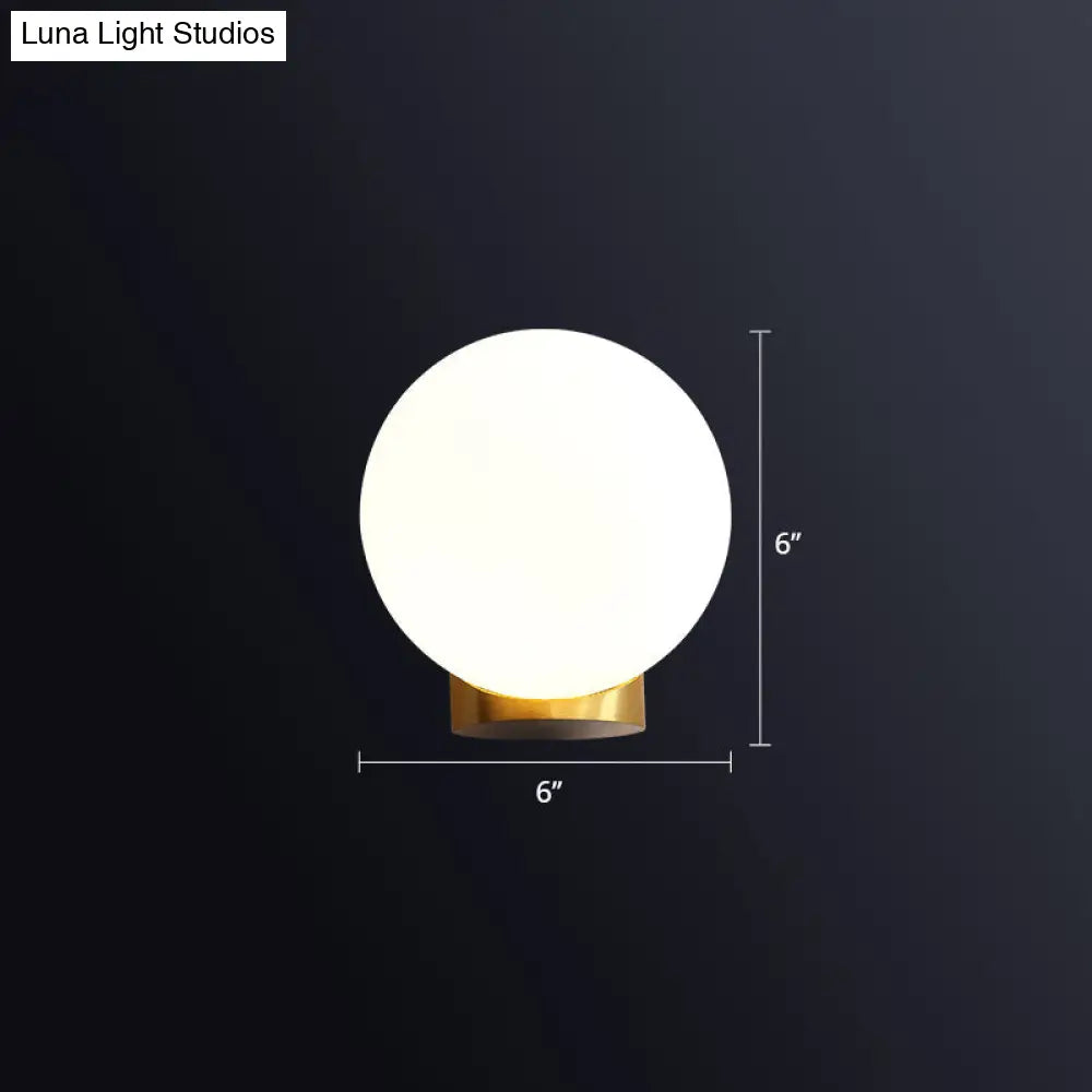DecorBites™ Sleek Opal Glass Wall Mount Lamp - Brass Bedside Sconce Light (1 Bulb)