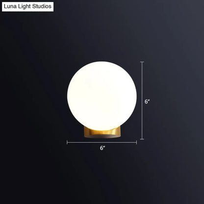 DecorBites™ Sleek Opal Glass Wall Mount Lamp - Brass Bedside Sconce Light (1 Bulb)