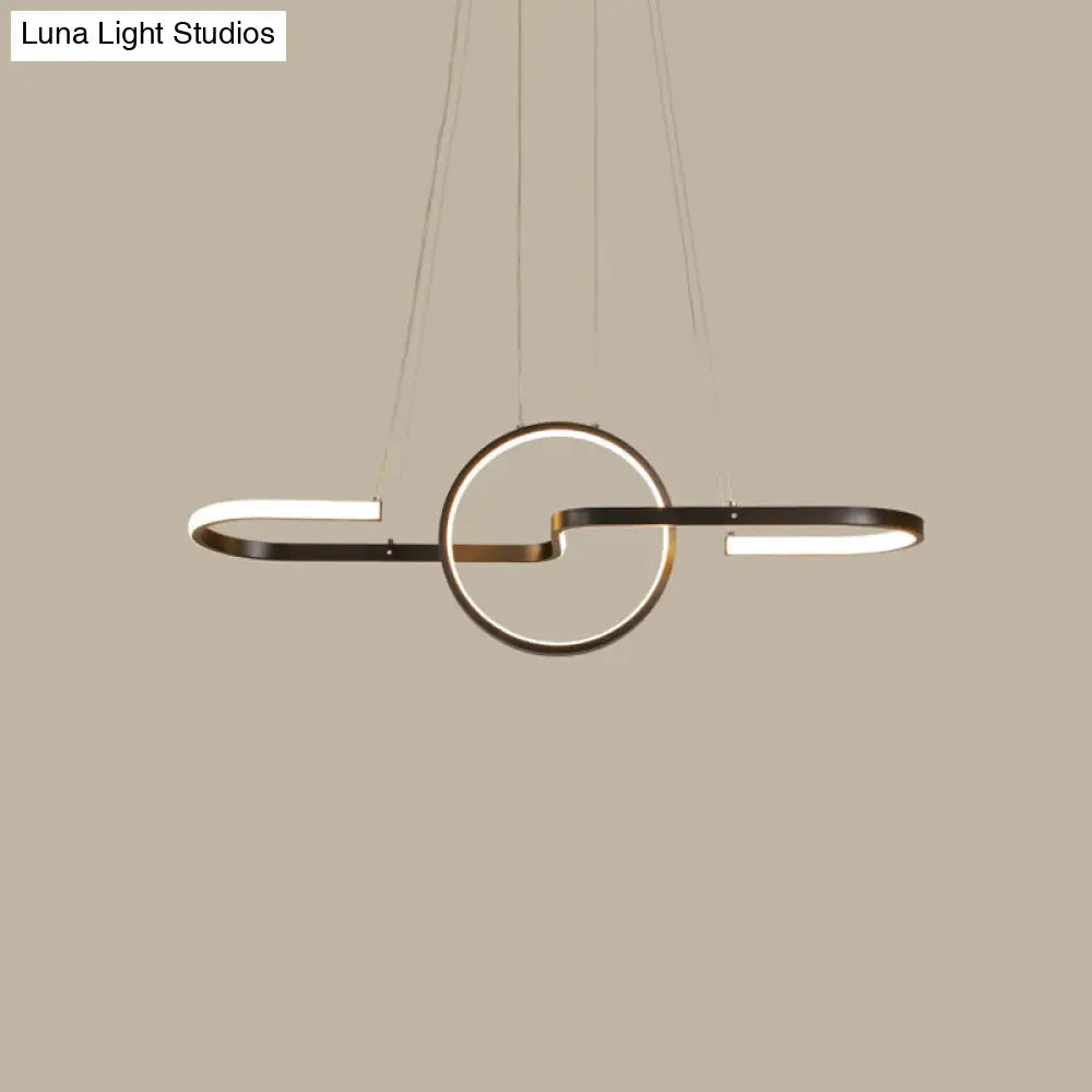 DecorBites™ Sleek Ring and Curve Dining Room Pendant Light with LED Ceiling Mount – Minimalistic Metal Simplicity