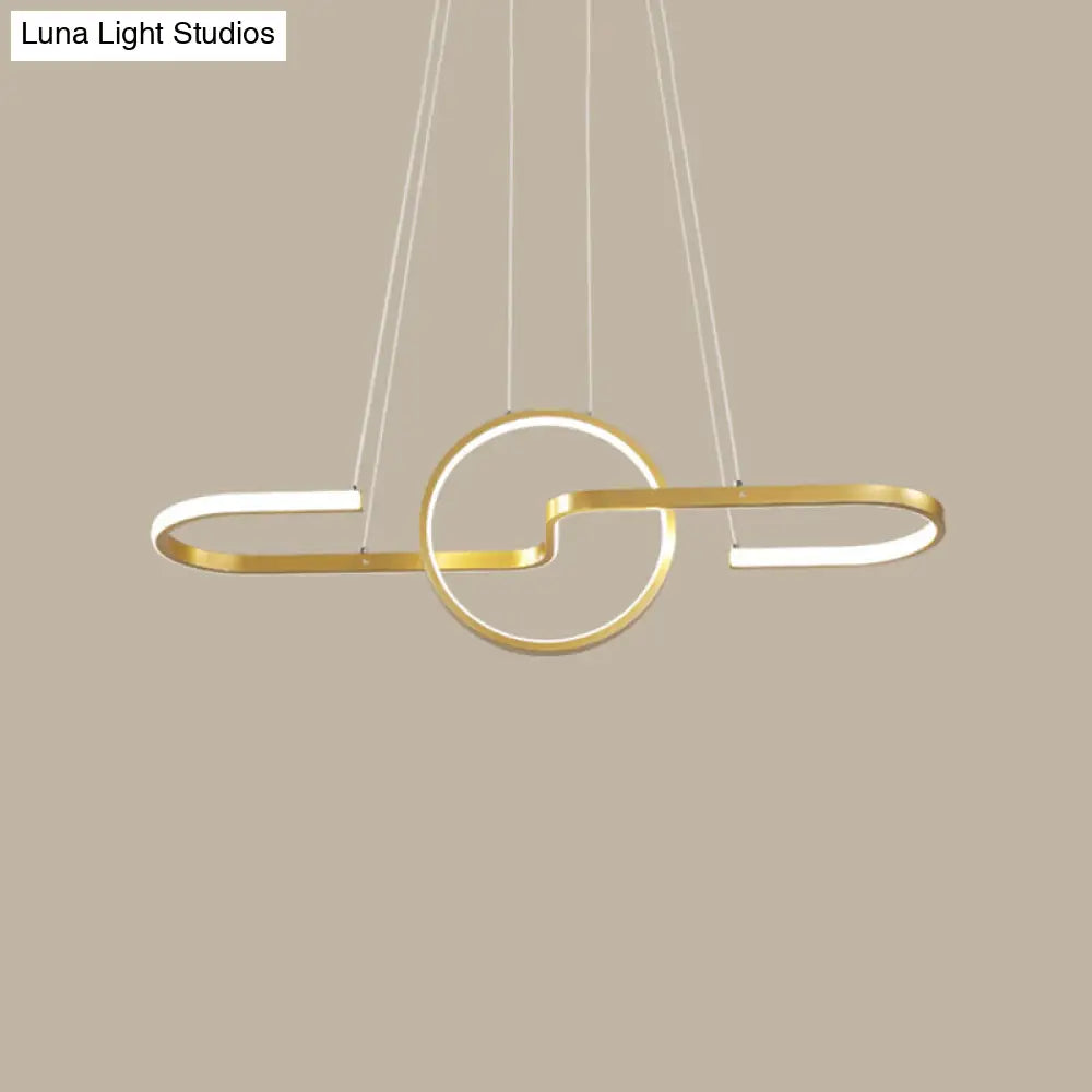 DecorBites™ Sleek Ring and Curve Dining Room Pendant Light with LED Ceiling Mount – Minimalistic Metal Simplicity