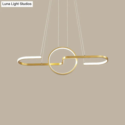 DecorBites™ Sleek Ring and Curve Dining Room Pendant Light with LED Ceiling Mount – Minimalistic Metal Simplicity