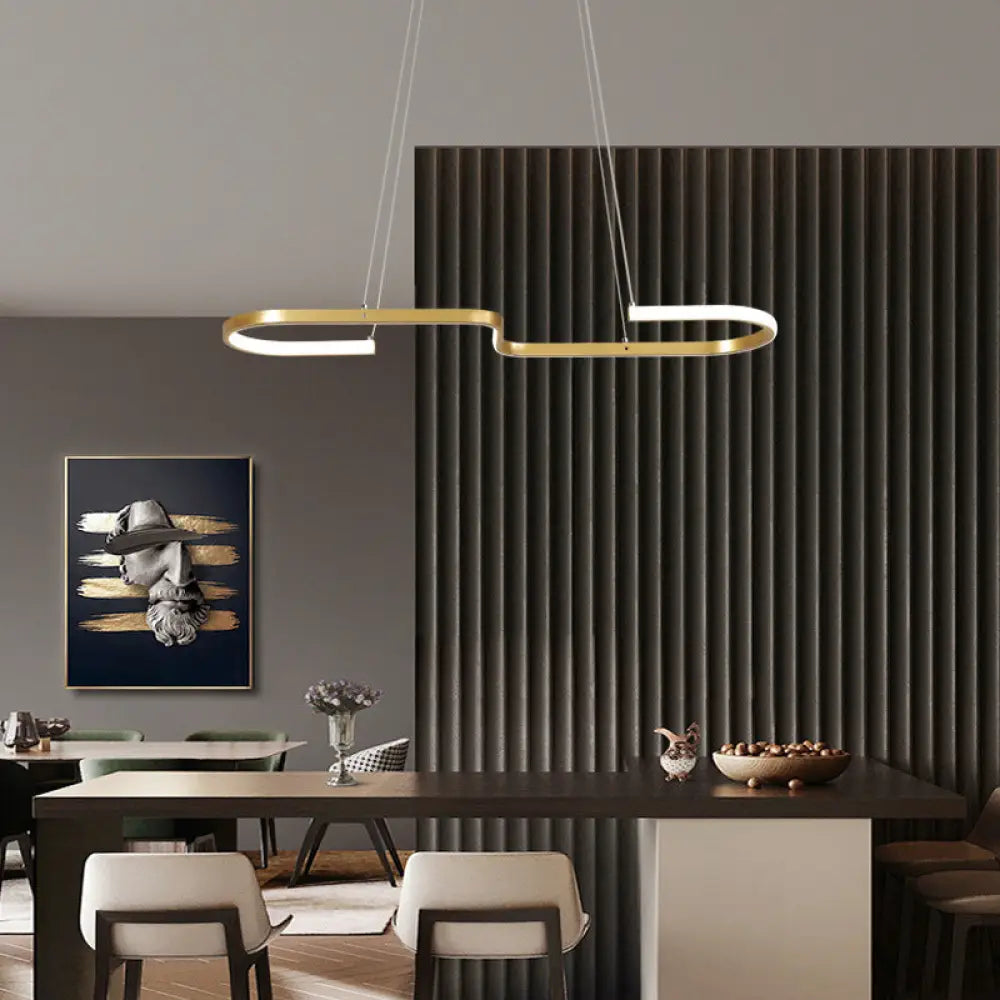 DecorBites™ Sleek Ring and Curve Dining Room Pendant Light with LED Ceiling Mount – Minimalistic Metal Simplicity