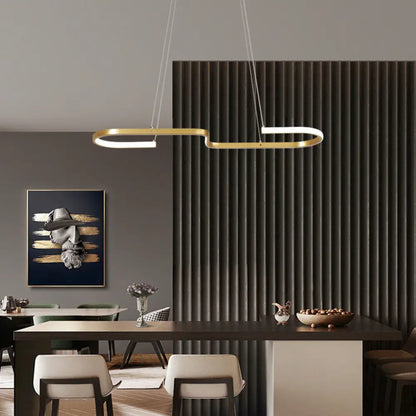 DecorBites™ Sleek Ring and Curve Dining Room Pendant Light with LED Ceiling Mount – Minimalistic Metal Simplicity