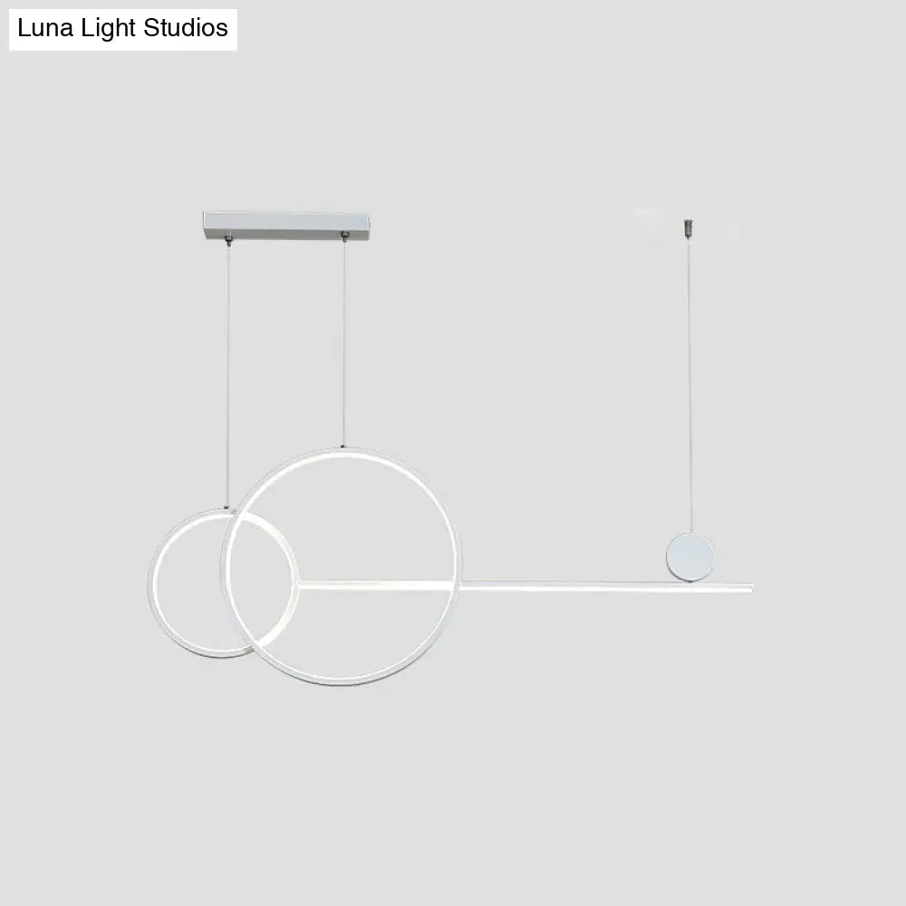DecorBites™ Sleek Ring and Linear LED Hanging Lamp: Minimalistic Metal Chandelier for Dining Rooms and Islands