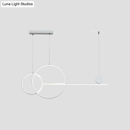 DecorBites™ Sleek Ring and Linear LED Hanging Lamp: Minimalistic Metal Chandelier for Dining Rooms and Islands