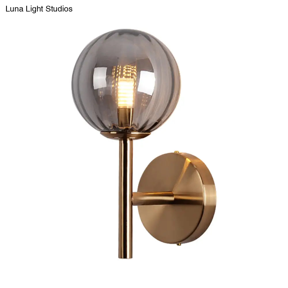 DecorBites™ Sleek Round Wall Lighting: Simplicity Glass Bedside Sconce Light with Pencil Arm - Red/Green/Amber (1 Bulb Fix)