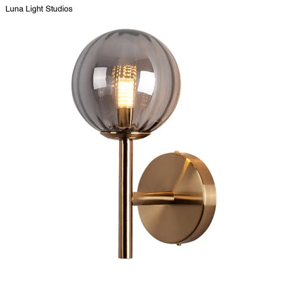 DecorBites™ Sleek Round Wall Lighting: Simplicity Glass Bedside Sconce Light with Pencil Arm - Red/Green/Amber (1 Bulb Fix)