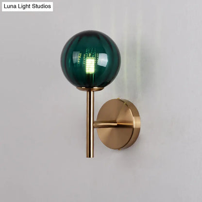 DecorBites™ Sleek Round Wall Lighting: Simplicity Glass Bedside Sconce Light with Pencil Arm - Red/Green/Amber (1 Bulb Fix)