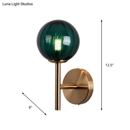 DecorBites™ Sleek Round Wall Lighting: Simplicity Glass Bedside Sconce Light with Pencil Arm - Red/Green/Amber (1 Bulb Fix)