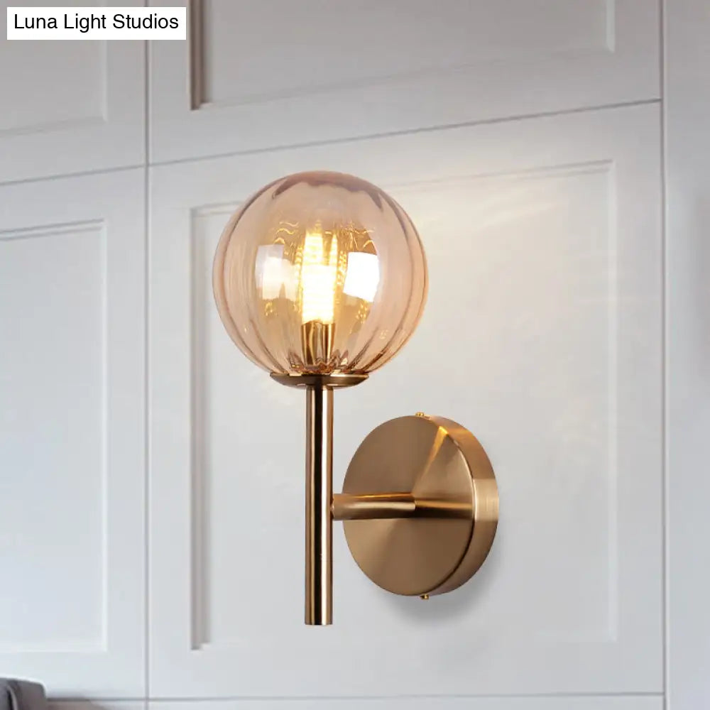 DecorBites™ Sleek Round Wall Lighting: Simplicity Glass Bedside Sconce Light with Pencil Arm - Red/Green/Amber (1 Bulb Fix)
