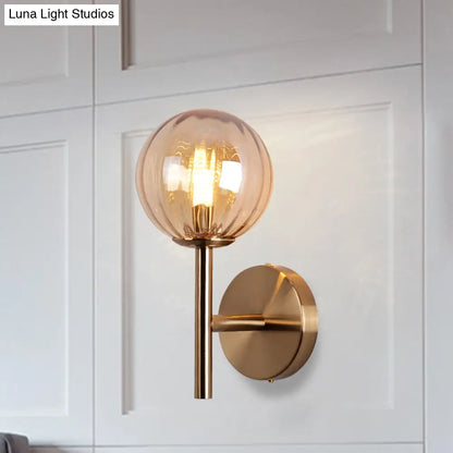 DecorBites™ Sleek Round Wall Lighting: Simplicity Glass Bedside Sconce Light with Pencil Arm - Red/Green/Amber (1 Bulb Fix)