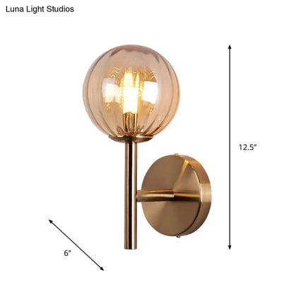 DecorBites™ Sleek Round Wall Lighting: Simplicity Glass Bedside Sconce Light with Pencil Arm - Red/Green/Amber (1 Bulb Fix)