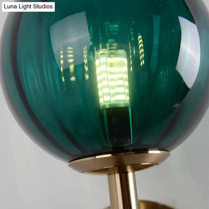 DecorBites™ Sleek Round Wall Lighting: Simplicity Glass Bedside Sconce Light with Pencil Arm - Red/Green/Amber (1 Bulb Fix)